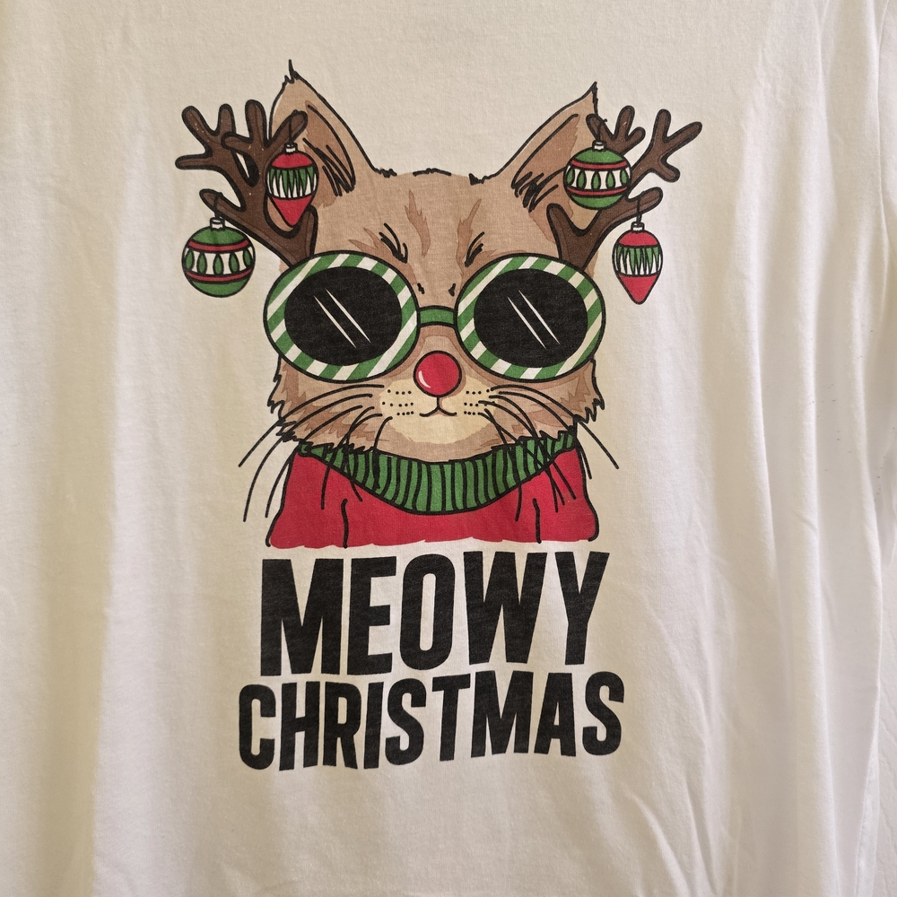 Freeze Festive Cat Tee with Antlers and Sunglasses